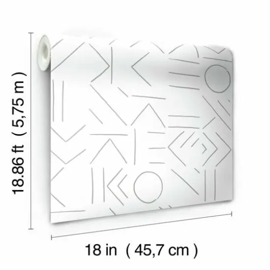 RoomMates Down The Line Peel & Stick Wallpaper Gray and White {8}