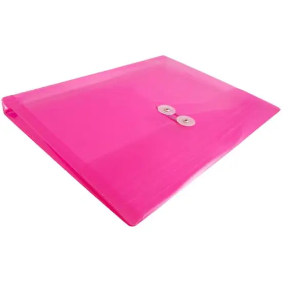 JAM Paper Letter Booklet Plastic Envelopes with Button & String Tie Closure, 12ct. Fuchsia {6}