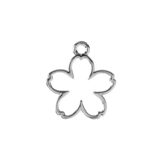 John Bead 17mm Silver Cherry Blossom Beadwork Pendants, 7ct. {1}