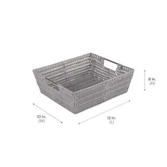 Simplify Gray Shelf Storage Rattan Tote Basket {5}