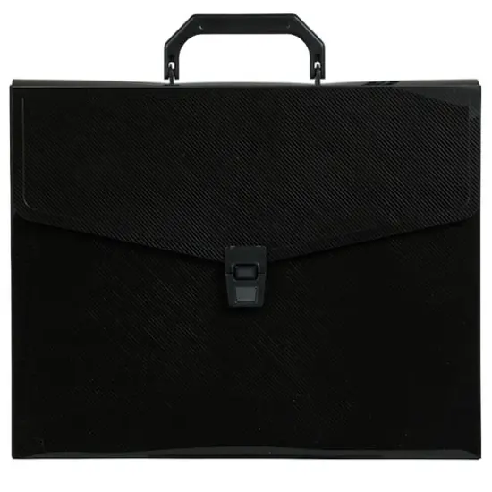 JAM Paper Black Plastic Portfolio Briefcase with Handles 12" x 9.5" {1}