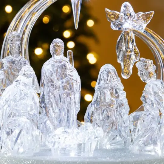 Glitzhome&reg; 9" Christmas Lighted Acrylic Tabletop Nativity Scene Figurine {6}