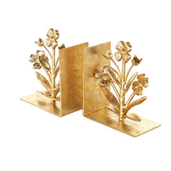6.5" Gold Shimmer Metal Floral Bookends, 2ct. {9}