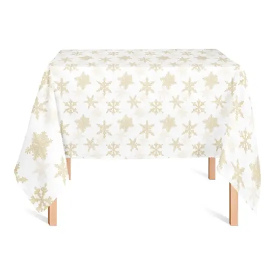 58" Cream Snowflakes Tablecloth {3}