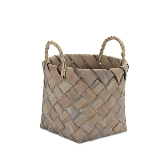 Natural Woven Wicker Basket with Handles Set {5}