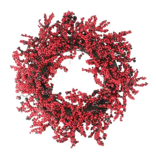 22" Red & Brown Berry Christmas Wreath {1}