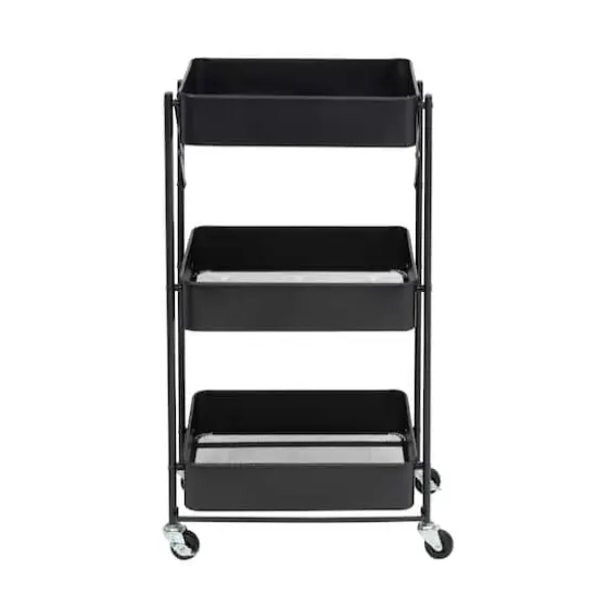 Honey Can Do Black 3-Tier Folding Cart with Wheels {15}