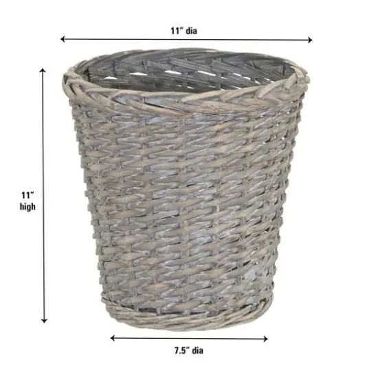 Household Essentials 7" Woven Wicker Waste Basket Gray {5}