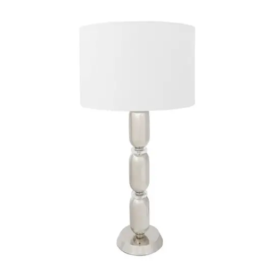 Hello Honey&reg; 33" Metal Table Lamp with Glass Middle Slick Silver {1}