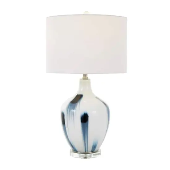 2ft. White Glass Abstract Accent Lamp with Blue Drip Splatter Design {1}