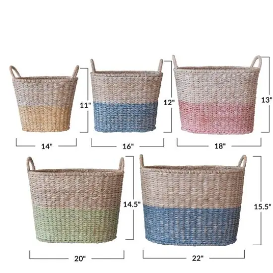 Hello Honey&reg; Multicolor Oval Woven Water Hyacinth & Rattan Dip-Dyed Basket Set {5}