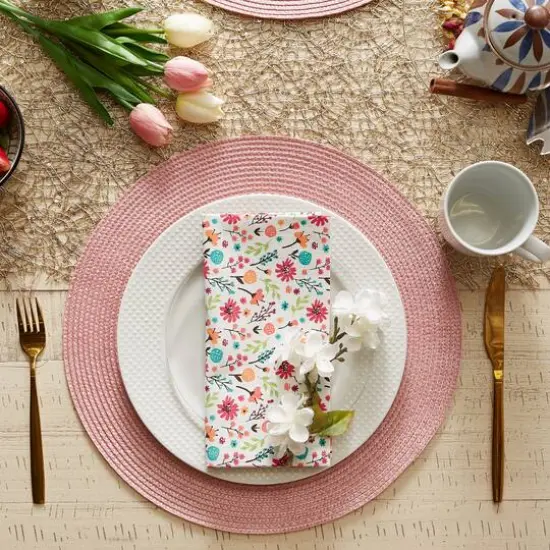 DII&reg; Round Plastic Woven Placemats, 6ct. Pink Sorbet {7}