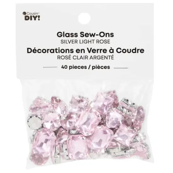 CousinDIY Silver Light Rose Glass Sew-On Rhinestones, 40ct. {1}