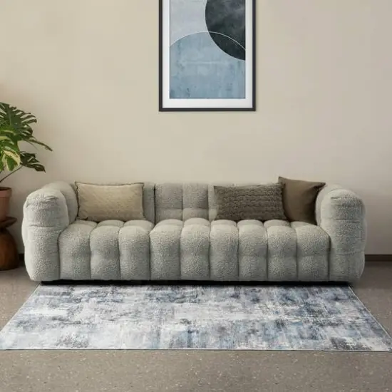Glitzhome&reg; 5ft. x 8ft. Blue, Ivory & Tan Abstract Area Rug {4}