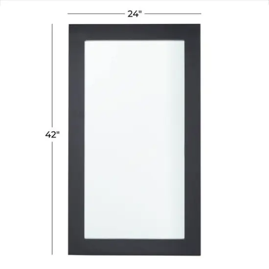 42" Black Rectangle Wood Contemporary Wall Mirror {6}
