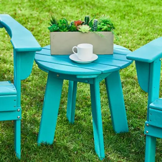 Glitzhome&reg; 20" Outdoor Patio Round Side Table Aqua Blue {4}