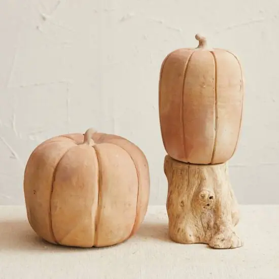 Hello Honey&reg; 8" Brown Handmade Terra Cotta Pumpkin {3}