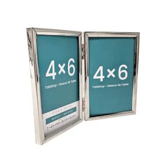 2-Opening Basics™ 4" x 6" Silver Rounded Metal Tabletop Frame by Studio Décor® {4}