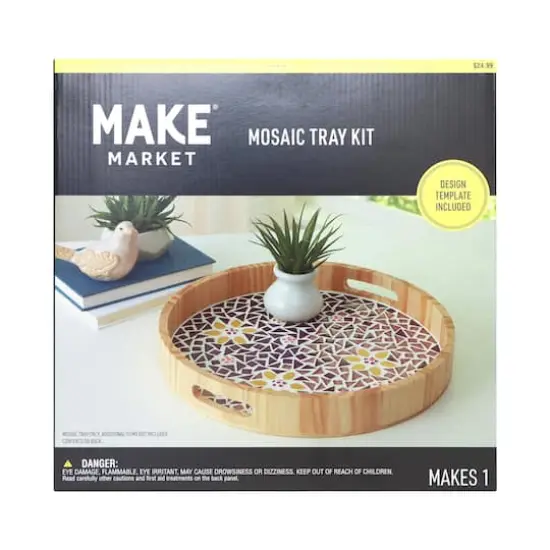 14" Round Yellow Flowers Mosaic Tray Kit by Make Market&reg; {1}
