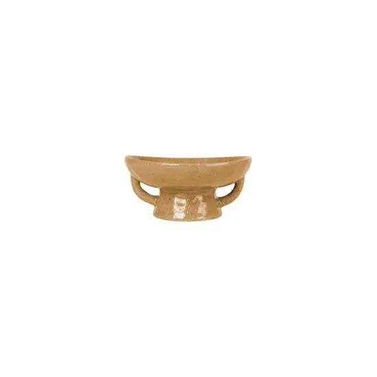Hello Honey® 8" Taupe Stoneware Footed Pedestal Bowl with Handles {6}