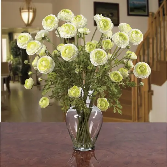 24" Ranunculus Liquid Illusion Silk Flower Arrangement Cream {3}