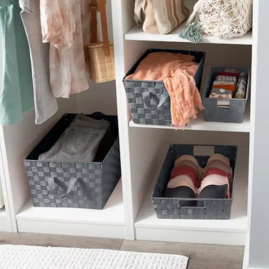 Simplify Small Gray Woven Storage Shelf Bin {7}
