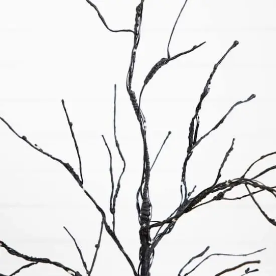 3ft. Pre-Lit Halloween Black Twig Artificial Tree with 80 Orange & Purple LED Lights {4}