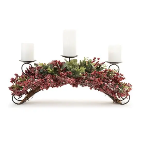 31" Pine & Berry Centerpiece Candle Holder {1}