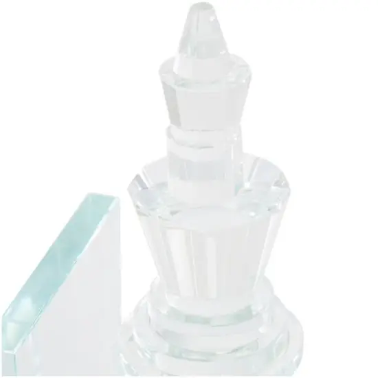 9.5" Clear Chess Oversized Bookends with Cut Crystal Designs Set {8}