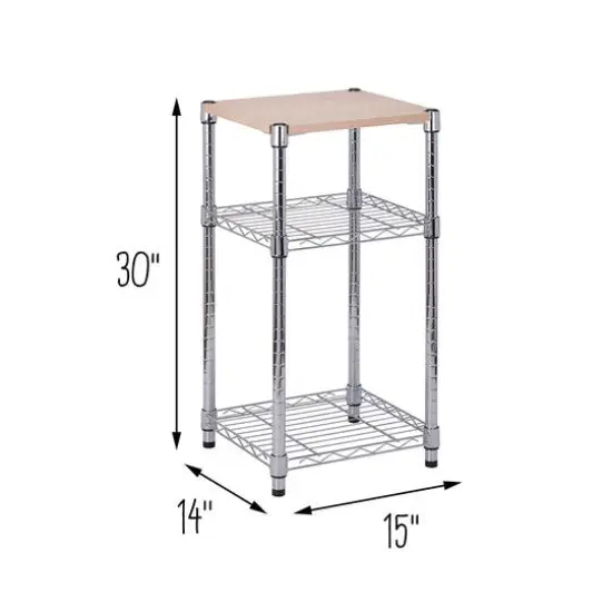 Honey Can Do Chrome & Wood 3-Tier Shelving {4}