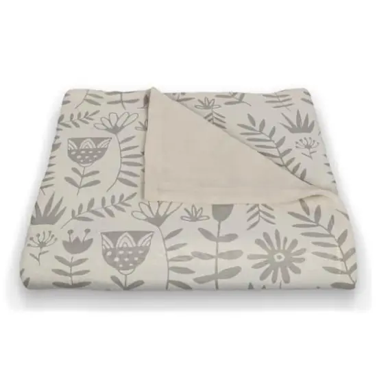 Mod Gray Florals 50" x 60" Coral Fleece Blanket {3}