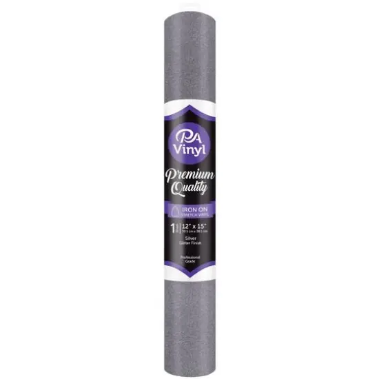 PA Vinyl Glitter Iron On Stretch Vinyl Silver {1}
