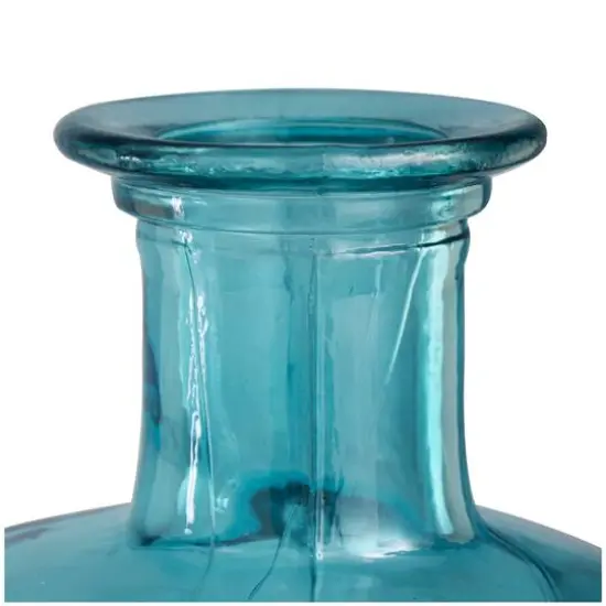 29" Teal Recycled Glass Tall Spanish Bottleneck Vase {4}
