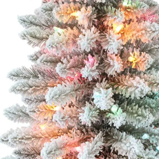 3ft. Pre-Lit Flocked Artificial Fraser Fir Christmas Tree, Multicolor Lights {5}