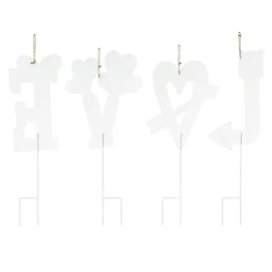 Glitzhome&reg; 28" Set of 4 Valentine's Metal LOVE Yard Stake {8}