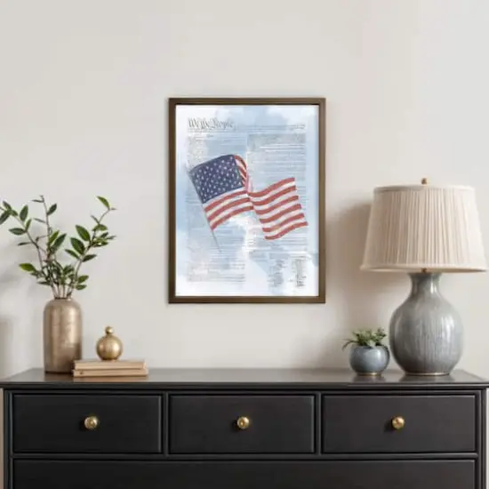 24" Flag Constitution Framed Print Brown Frame {5}