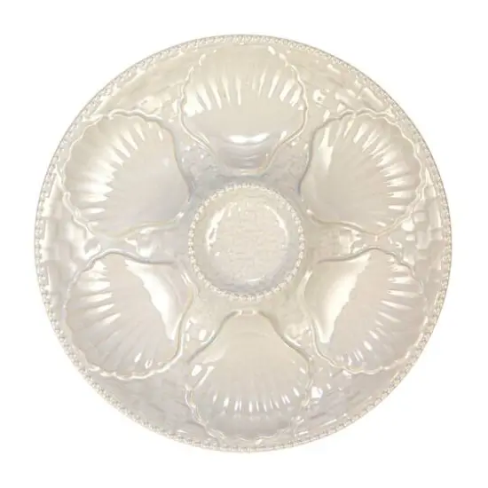 Hello Honey&reg; 10" Matte White Round Stoneware Oyster Plate {7}