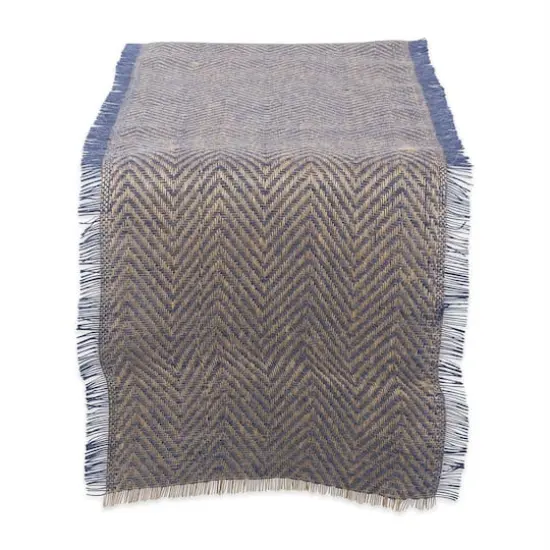 DII&reg; 108" Chevron Burlap Table Runner French Blue {1}