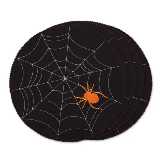 DII&reg; Spooky Spiderweb Embellished Round Placemats, 4ct. {1}