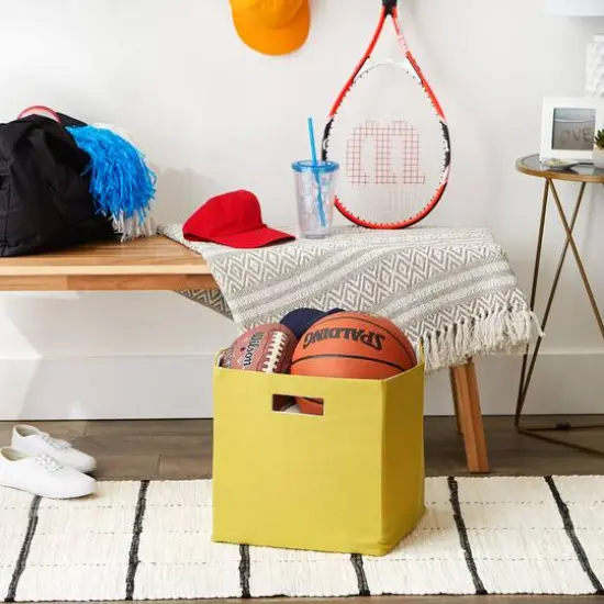 DII&reg; 13" Polyester Solid Storage Cube Lemongrass {4}