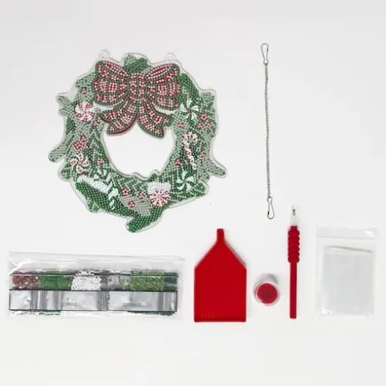 8" Peppermint Plaid Wreath Diamond Art Kit by Make Market® {3}