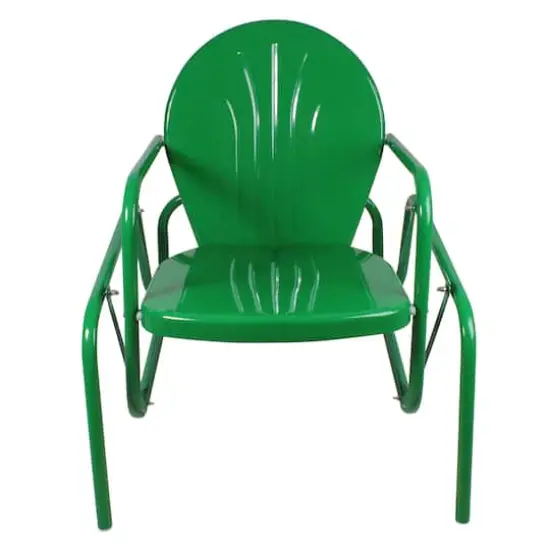 Outdoor Retro Metal Tulip Glider Patio Chair Green {1}