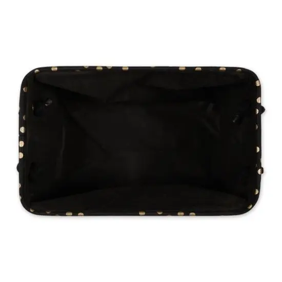 Medium Polyester Rectangle Bin With Gold Dots Black {4}