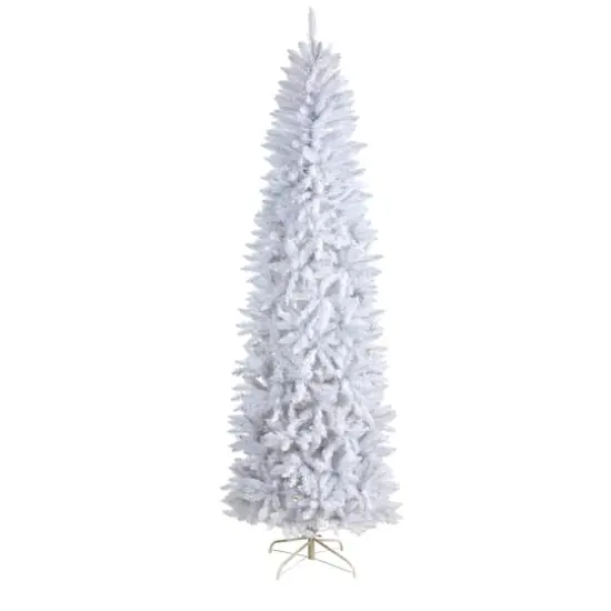 8ft. Pre-Lit White Artificial Christmas Tree, Warm White LED Lights {4}