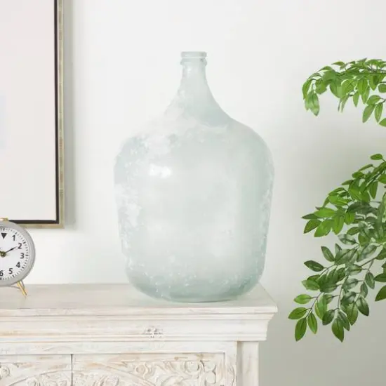 22" Frosted Clear Spanish Bottle Recycled Glass Vase {11}
