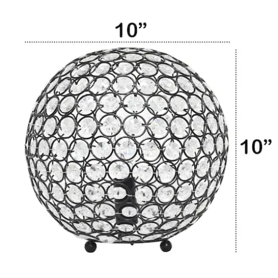 Lalia Home 10" Medium Metal Crystal Round Orb Table Lamp Restoration Bronze {4}