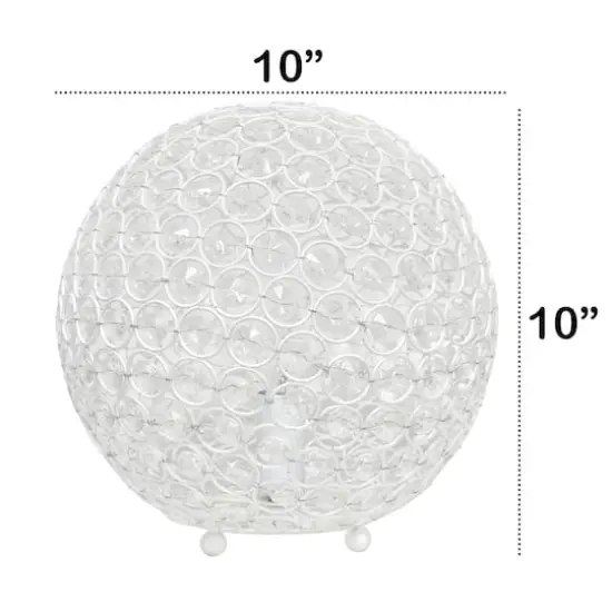 Lalia Home 10" Medium Metal Crystal Round Orb Table Lamp White {4}