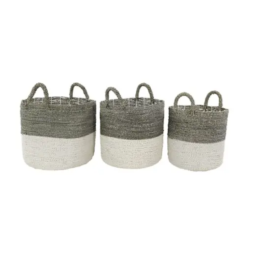 White Seagrass Contemporary Storage Basket Set {1}