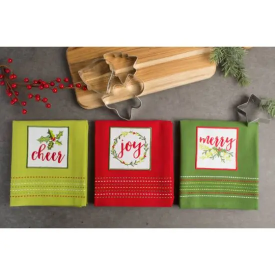 DII® Assorted Holiday Greetings Embellished Dishtowel Set {6}