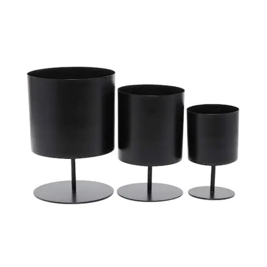 Black Modern Planter, Set of 3" 14", 12", 10" {1}